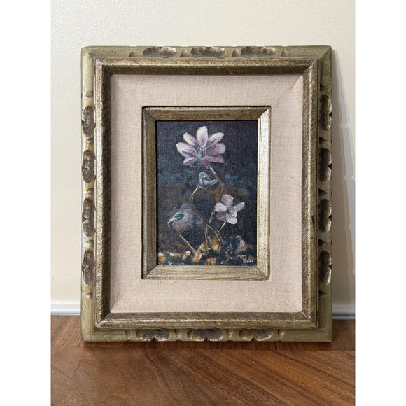 Bev Erickson Other - Vintage 1971 Bev Erickson Floral Oil Painting Signed Framed Mid Century Art 5x7